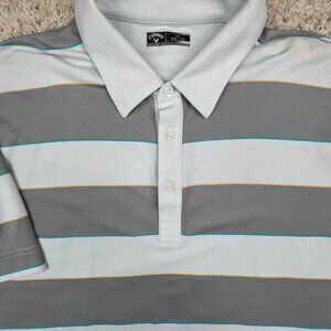 Callaway Golf Polo Shirt Men’s Short Sleeve Active Polyester Gray Striped 2XL